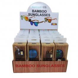 4 Style Bamboo Arm Polycarbonate Lens Sunglasses (24 Pair Packed in CDU)  4 Style Bamboo Arm Polycarbonate Lens Sunglasses (24 Pair Packed in CDU)