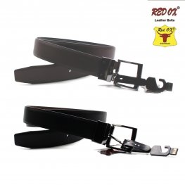 3.5cm Leather Belts (Black/Dark Brown) with Reversible Gun-Metal Buckle BLT-R006  3.5cm Leather Belts (Black/Dark Brown) with Reversible Gun-Metal Buckle BLT-R006