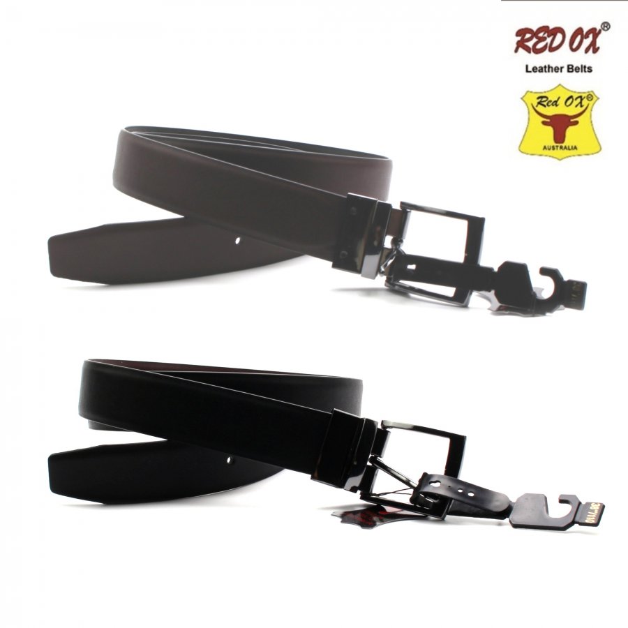 3.5cm Leather Belts (Black/Dark Brown) with Reversible Gun-Metal Buckle BLT-R006