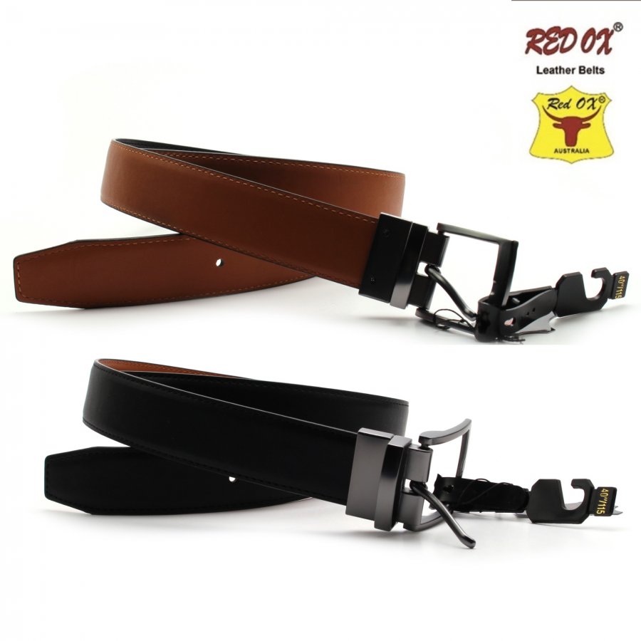 3.5cm Leather Belts (Black/Light Brown) with Reversible Gun-Metal Buckle BLT-R008