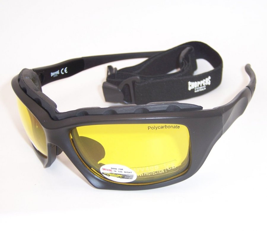 Choppers Convertible Night Drive Yellow Lens Goggles Glasses (Anti-Fog Coated) 8968-YL