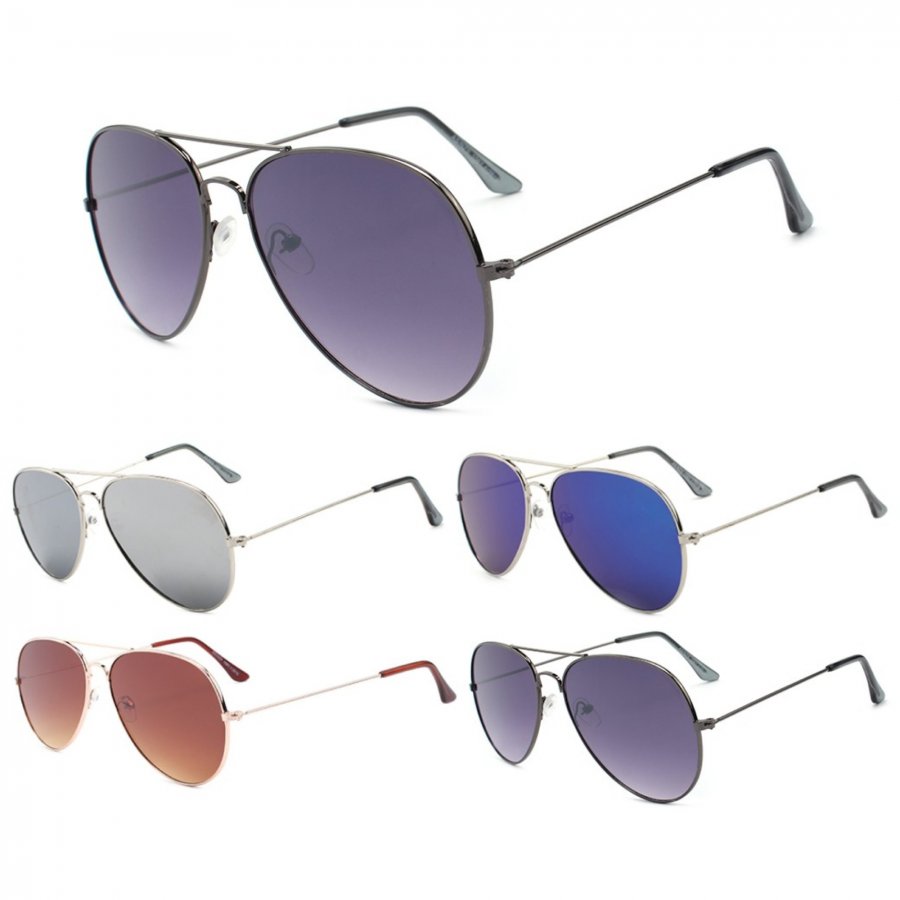 Flat Lens Aviator Metal Sunglasses AV013