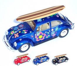 1:24 1967 Volkswagen Classic Beetle with Printing and Surfboard (6 Pcs/Box) KT7002DFS1  1:24 1967 Volkswagen Classic Beetle with Printing and Surfboard (6 Pcs/Box) KT7002DFS1