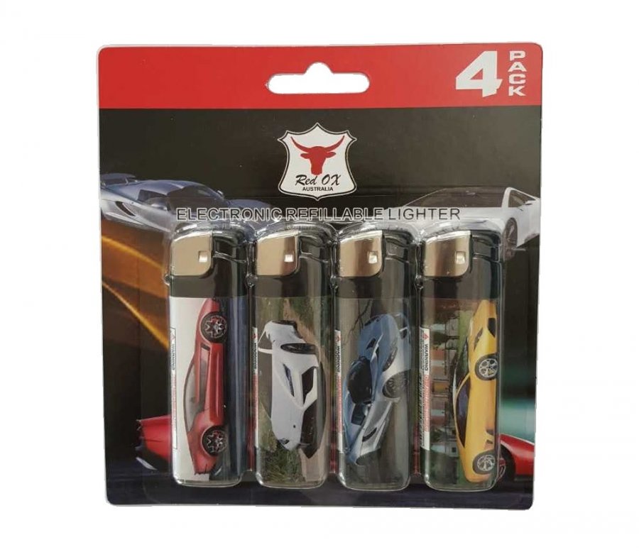 Car Pack of 4 Electronic Gas Refillable Lighters RF-834-Car-PK4