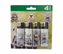 Teddy Pack of 4 Electronic Gas Refillable Lighters RF-834-Teddy-PK4  Teddy Pack of 4 Electronic Gas Refillable Lighters RF-834-Teddy-PK4