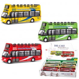 6" Diecast Models 1:36 Sightseeing Double Decker Bus (3 Assot.)  6" Diecast Models 1:36 Sightseeing Double Decker Bus (3 Assot.)