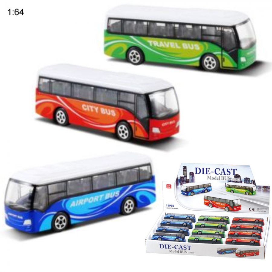 4\" Diecast Models 1:64 CityBus (3 Assot.) MLQ2499D-12