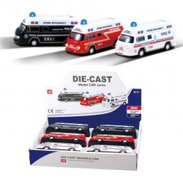 6" Diecast Models 1:40 Ambulance, Fire Truck, Police Car (3 Assot)  6" Diecast Models 1:40 Ambulance, Fire Truck, Police Car (3 Assot)