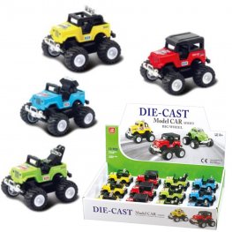 3.5" Diecast Models 1:64 Big Wheel Jeep (4 Assorted)  3.5" Diecast Models 1:64 Big Wheel Jeep (4 Assorted)