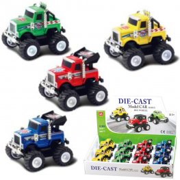 3.5" Diecast Models 1:64 Big Wheel Truck (4 Assorted)  3.5" Diecast Models 1:64 Big Wheel Truck (4 Assorted)