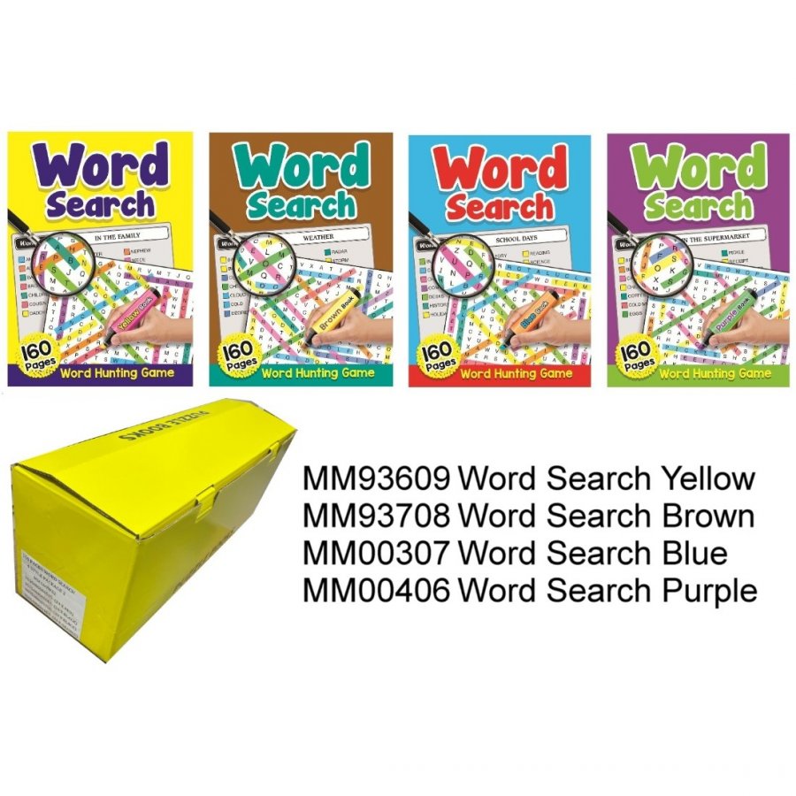 160 Pages Word Search Book 4 Style Mixed, 96 Books Packge (MM160WS1)