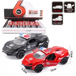 5" Diecast Models Lykan Police Car & Fire Car MY2480D-12  5" Diecast Models Lykan Police Car & Fire Car MY2480D-12