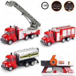 1:66 Diecast Models Fire Trucks B (3 Assorted, Pull Back Action) MY2567D-12  1:66 Diecast Models Fire Trucks B (3 Assorted, Pull Back Action) MY2567D-12