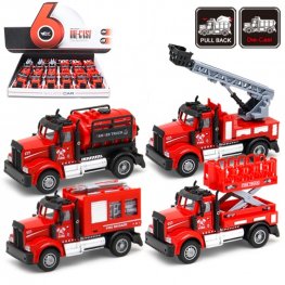 1:60 Diecast Models Fire Trucks B (4 Assorted, Pull Back Action) MY2571D-12  1:60 Diecast Models Fire Trucks B (4 Assorted, Pull Back Action) MY2571D-12