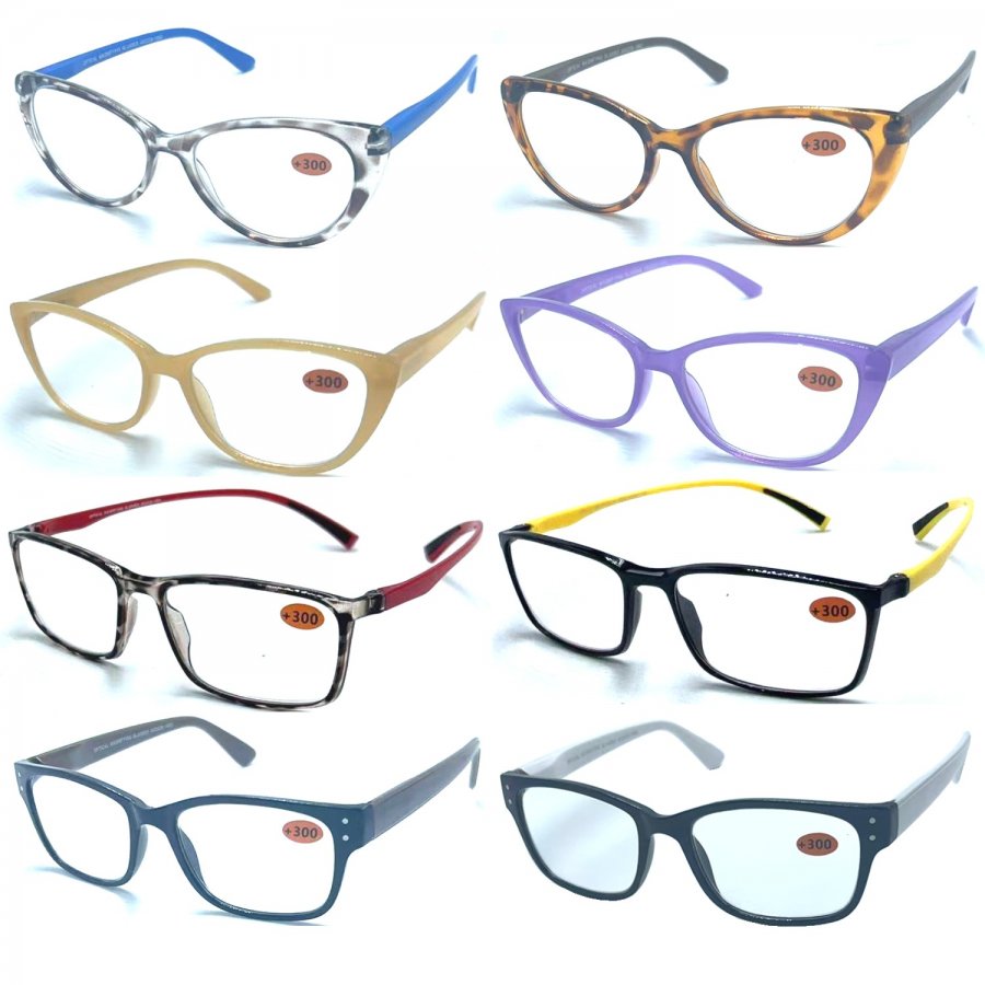 Spring Arm Fashion Plastic Reading Glasses 4 Style Asstd R9280-83