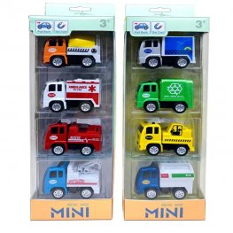 3" Diecast Mini Engineering Vehicle 8 Style, 4pcs Mixed in Hangsell Window Box WGT2411-4  3" Diecast Mini Engineering Vehicle 8 Style, 4pcs Mixed in Hangsell Window Box WGT2411-4