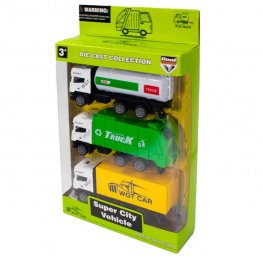 1:64 Diecast City Transport Vehicle, 3 Style Mixed in Hangsell Window Box WGT2428-3  1:64 Diecast City Transport Vehicle, 3 Style Mixed in Hangsell Window Box WGT2428-3