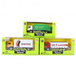 6" Diecast Transport Vehicle, 3 Style Mixed Window Box WGT2437-1  6" Diecast Transport Vehicle, 3 Style Mixed Window Box WGT2437-1