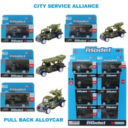 3.5" Diecast Military Truck in Hangsell Window Box, 6 Style Mixed in CDU WGT2449-24  3.5" Diecast Military Truck in Hangsell Window Box, 6 Style Mixed in CDU WGT2449-24