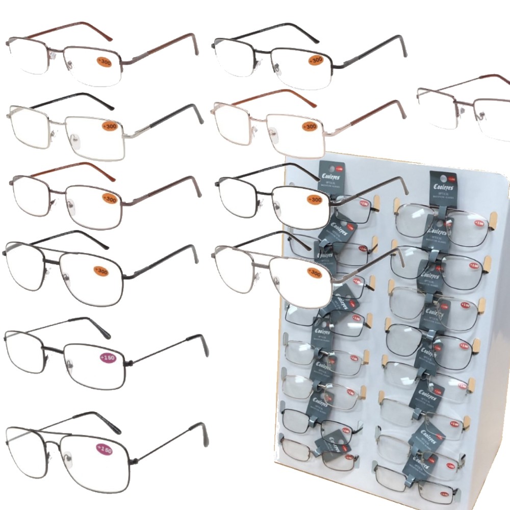 Buy 72 Pairs Cooleyes Unisex Metal Frame Reading Glasses Package Deal, Choose Free Reading Glasses Or Free Display Stand